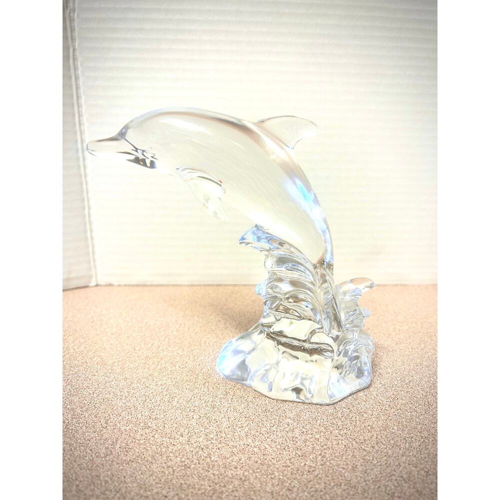 Vintage Y2K Princess House Wonders Of The Wild 24% Lead Crystal Dolphin Figurine